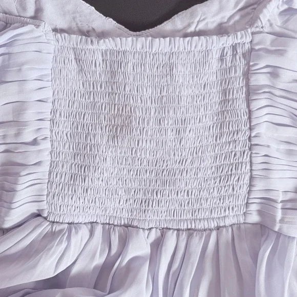 Abercrombie Chiffon Puff Sleeve Sheer Mini Dress sz L Periwinkle fairy babydoll - Picture 4 of 11